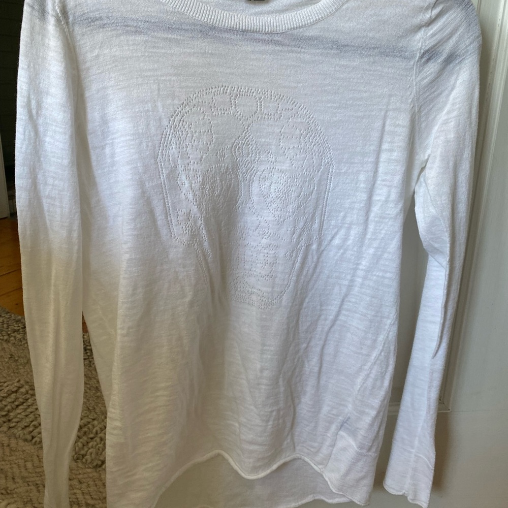 Skull cashmere cotton sweater with skull stitching